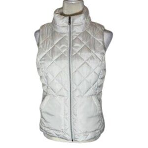 Women's SO White Zipper Sleeveless Vest Quilted Jacket Size Medium